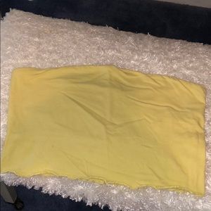 Pacsun yellow lettuce edge tube top